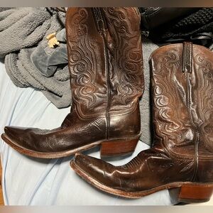 Lucchese Tan and Brown Leather Boots